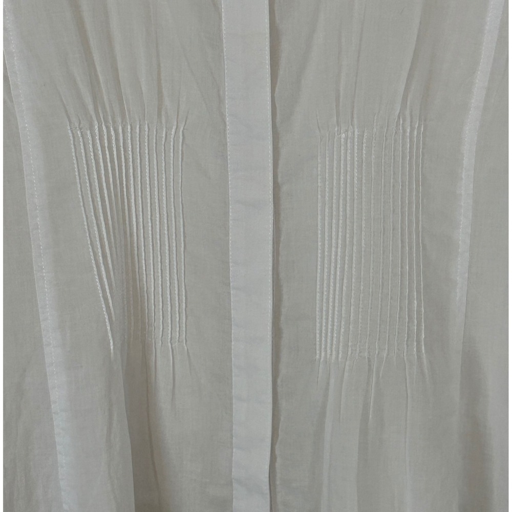 Sundance White Cotton Long Sleeve Button‎ Front Blouse Ruffle Trim Size 12 - Picture 2 of 15